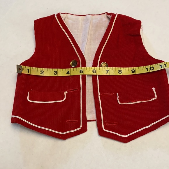 Vintage Buttons & Red corduroy Unisex Childs Vest - Picture 5 of 13